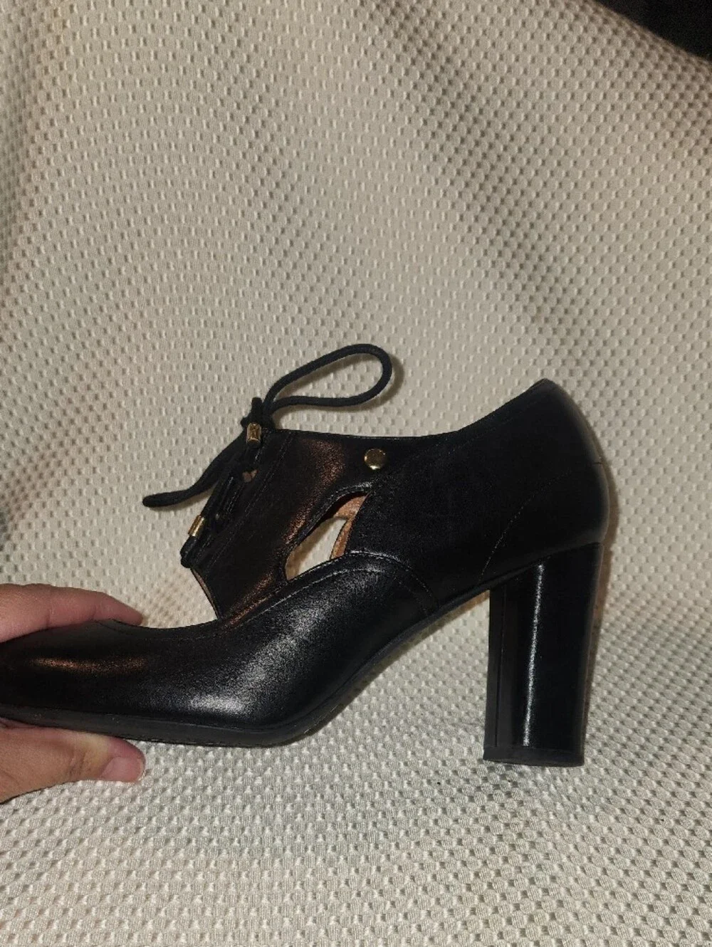 Clarks Black Lace-Up Mary Jane Heels
